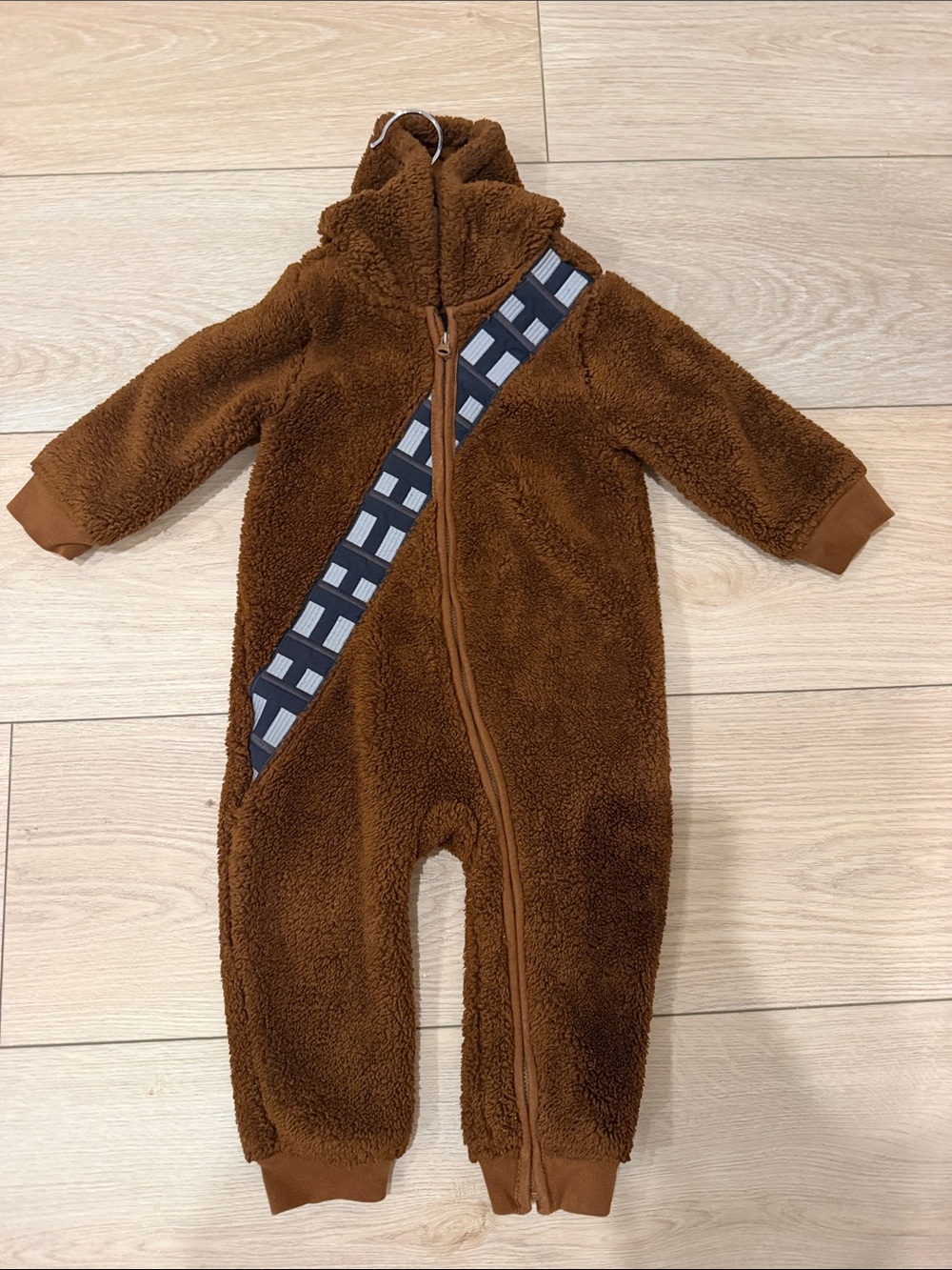 Kids Brown Sherpa Chewie Star Wars x Gap One-Piece Romper with Diagonal Detail